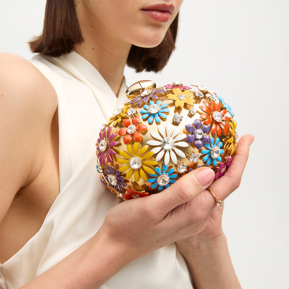 Embellished Floral Clutch