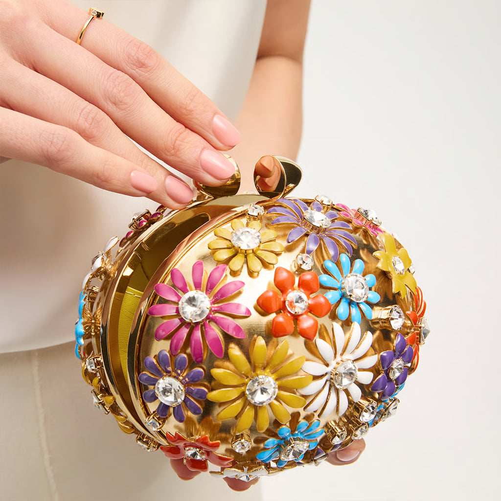 Embellished Floral Clutch