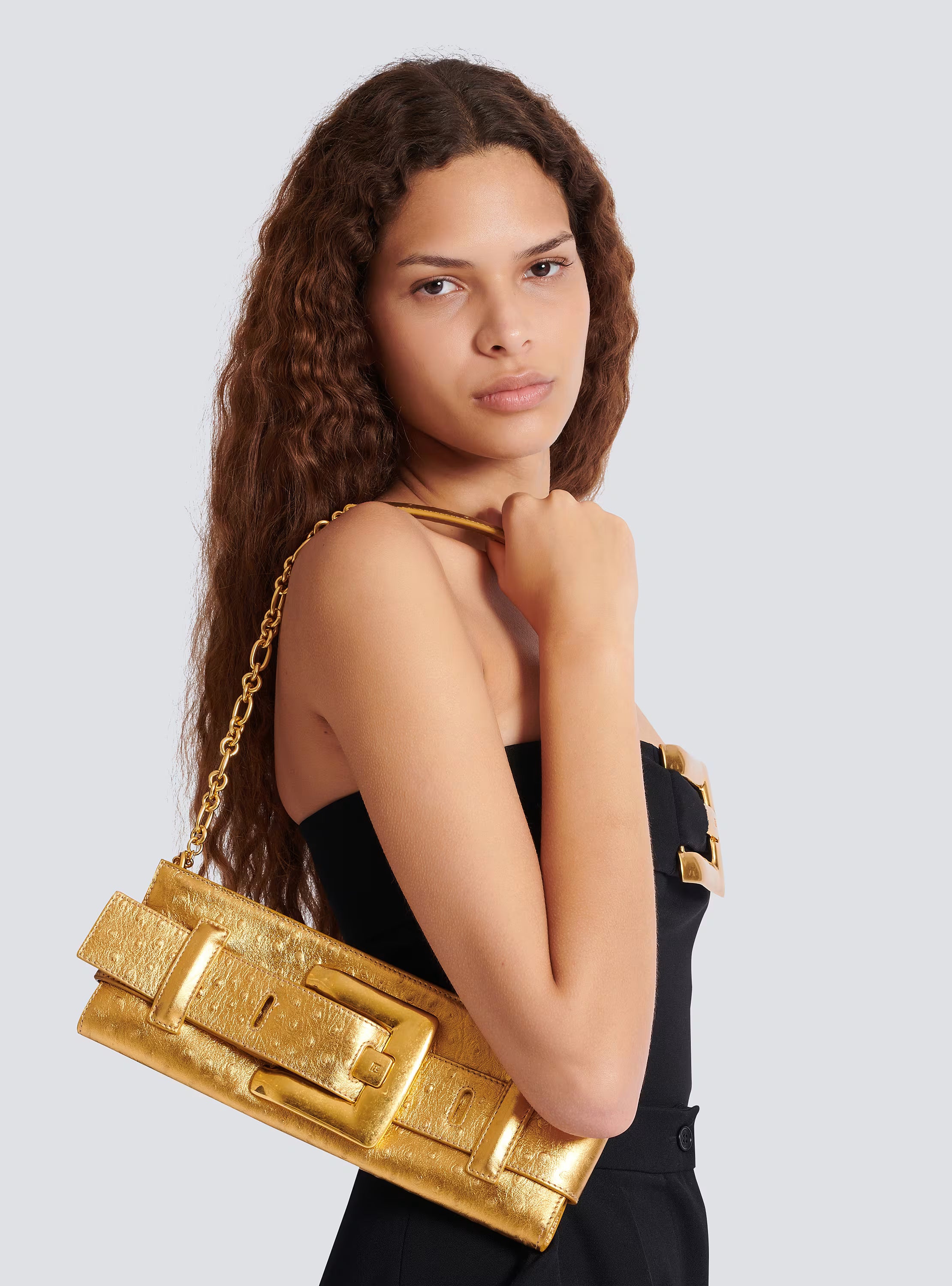 Anthem laminated leather clutch